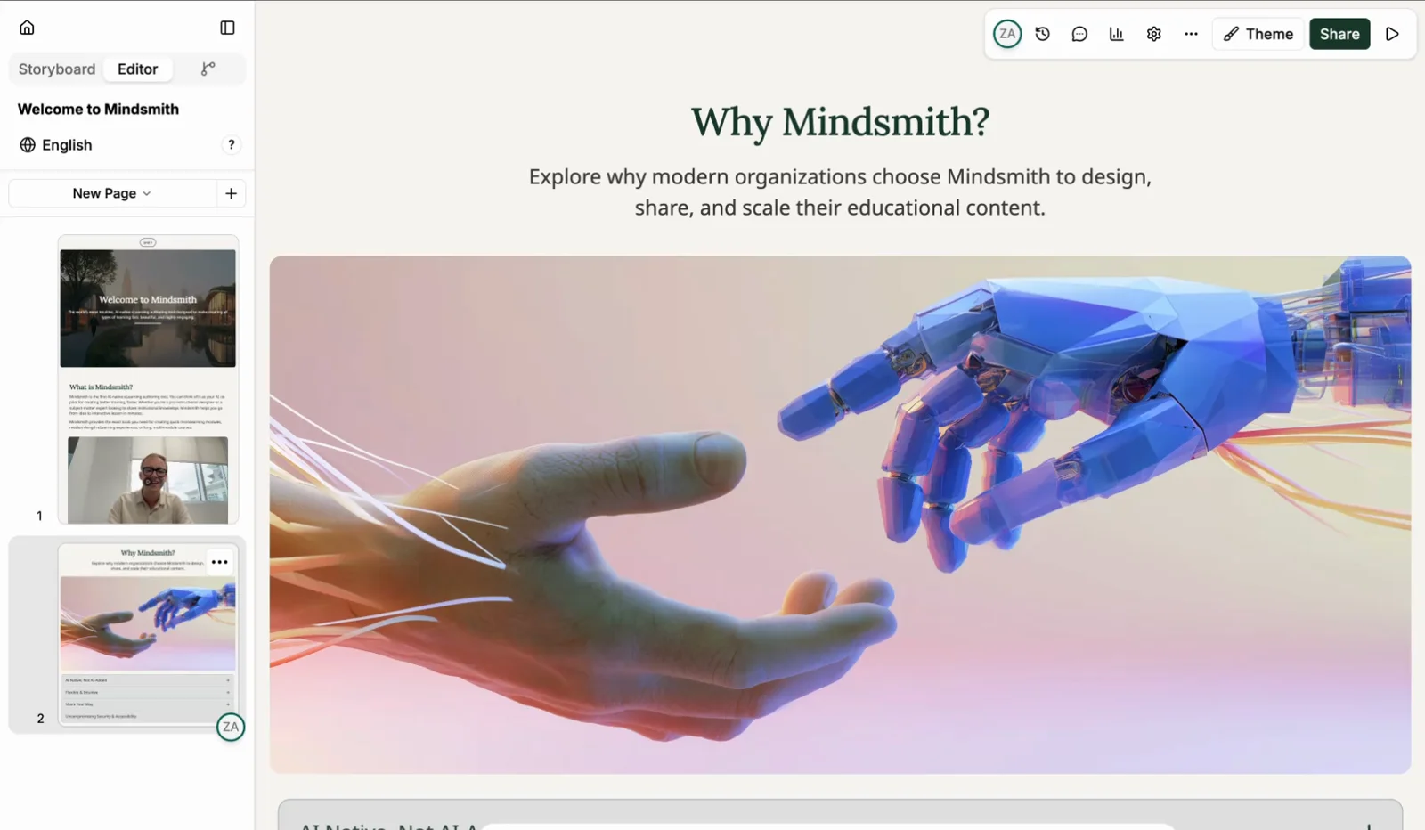 A designed, interactive lesson built in Mindsmith