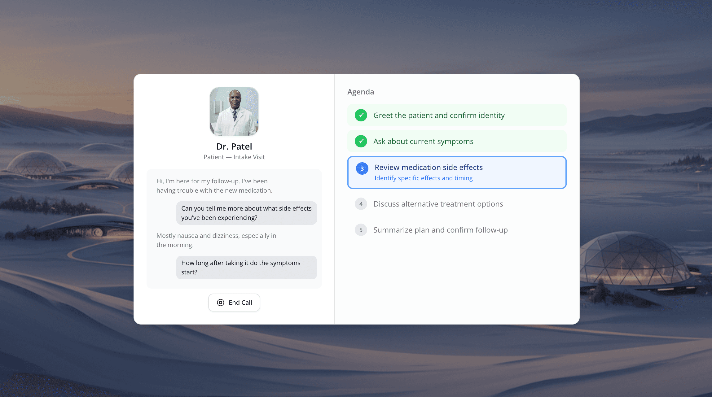 Live agenda checklist during conversation