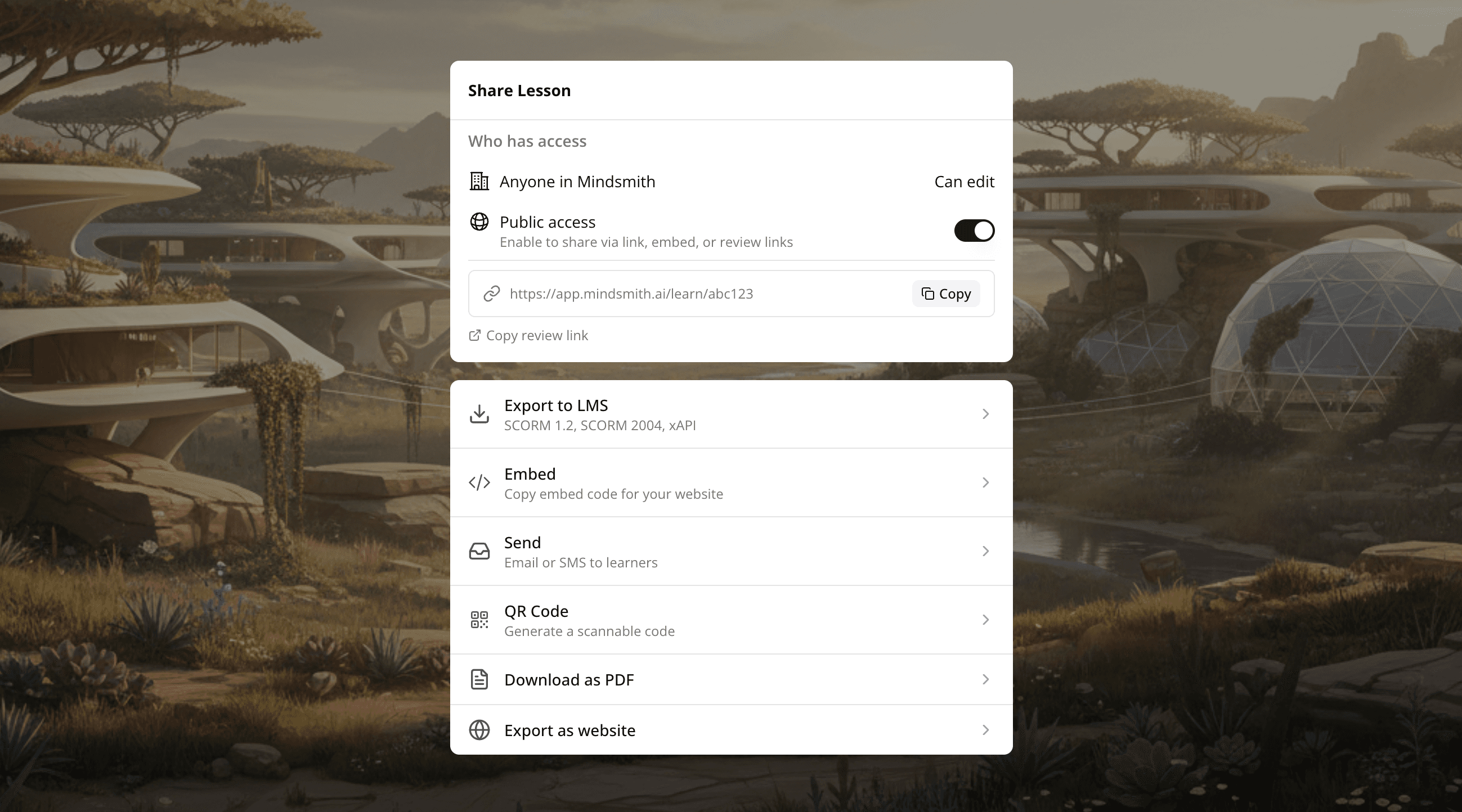 Link sharing interface