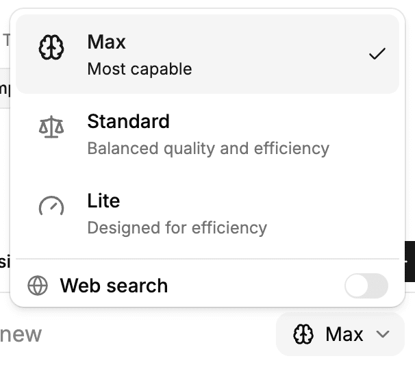 AI modes renamed to Lite and Max