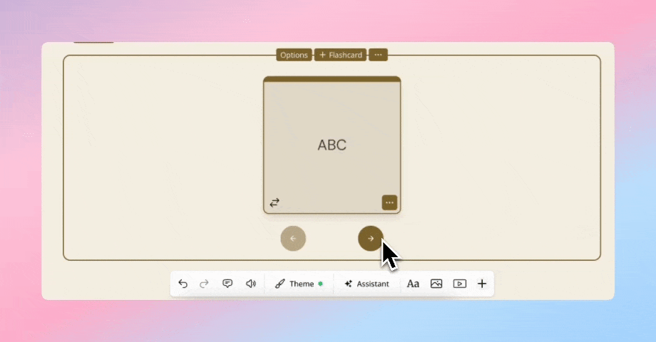Flashcard carousel mode