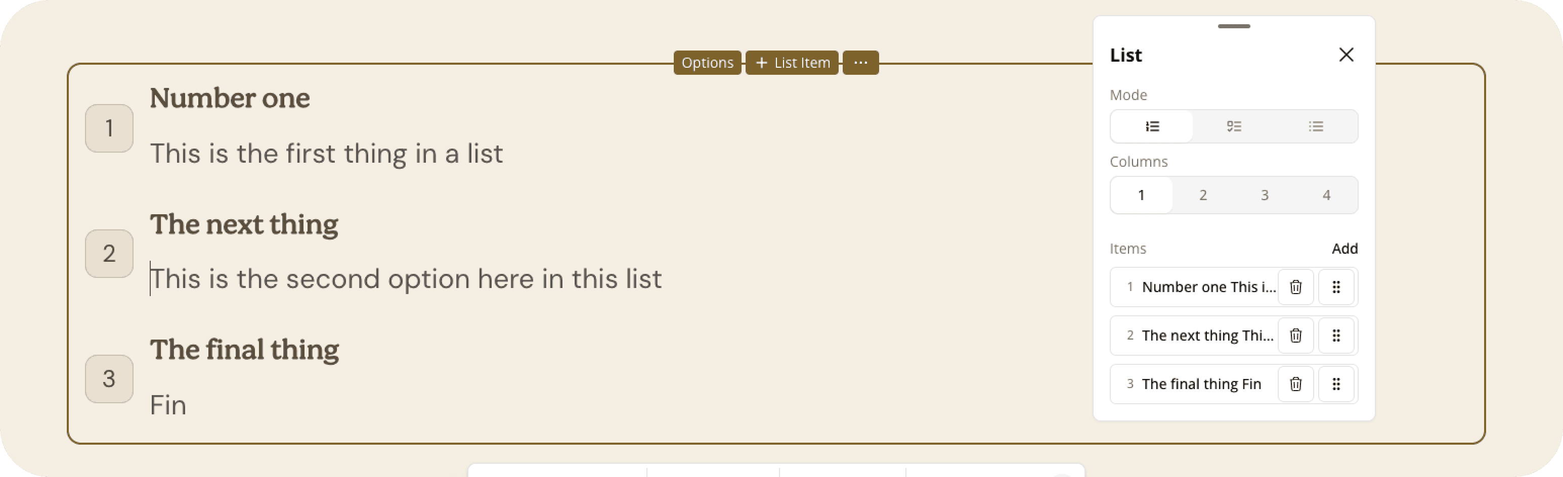 List tile