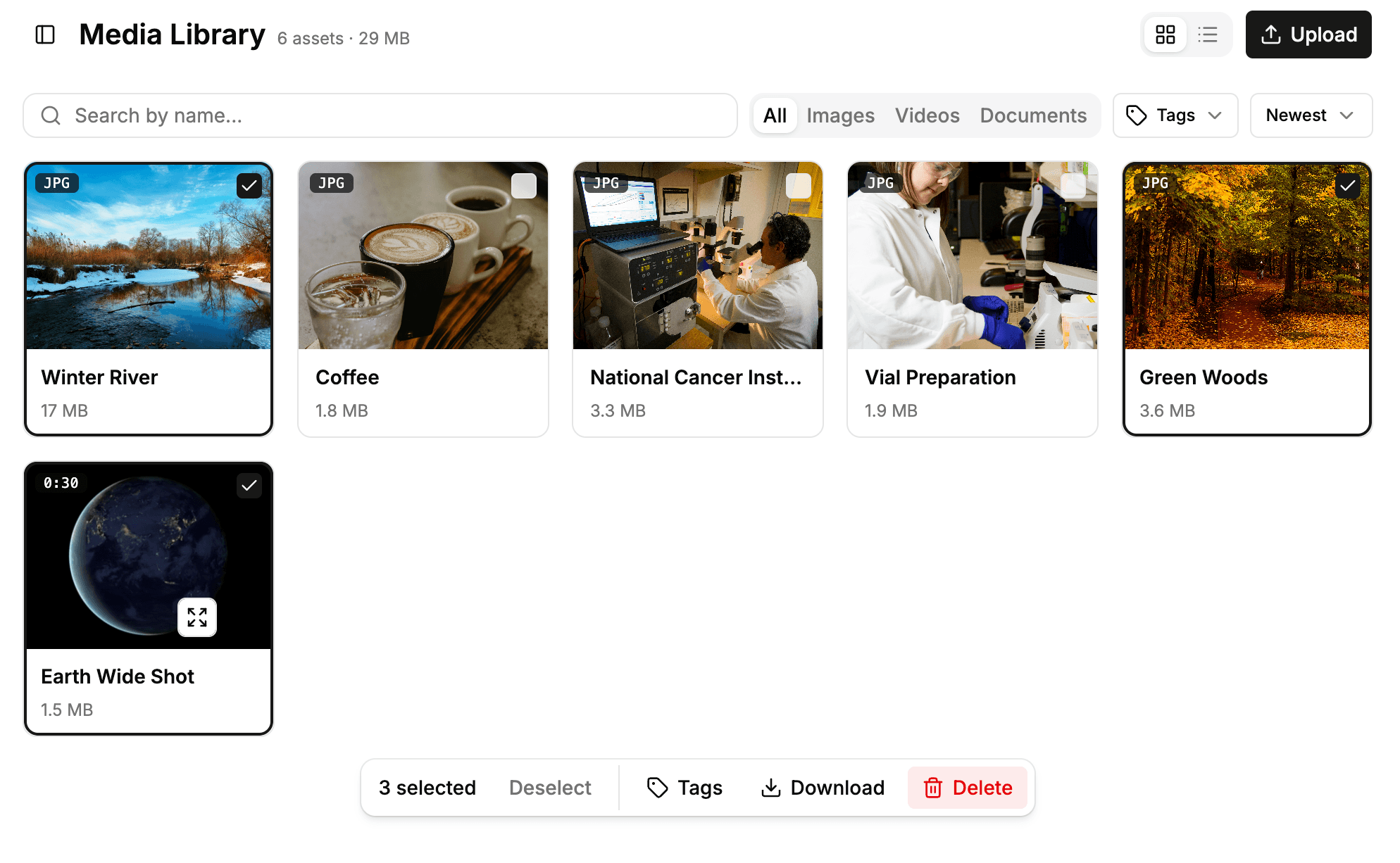 Multi-select and a list view in the media library