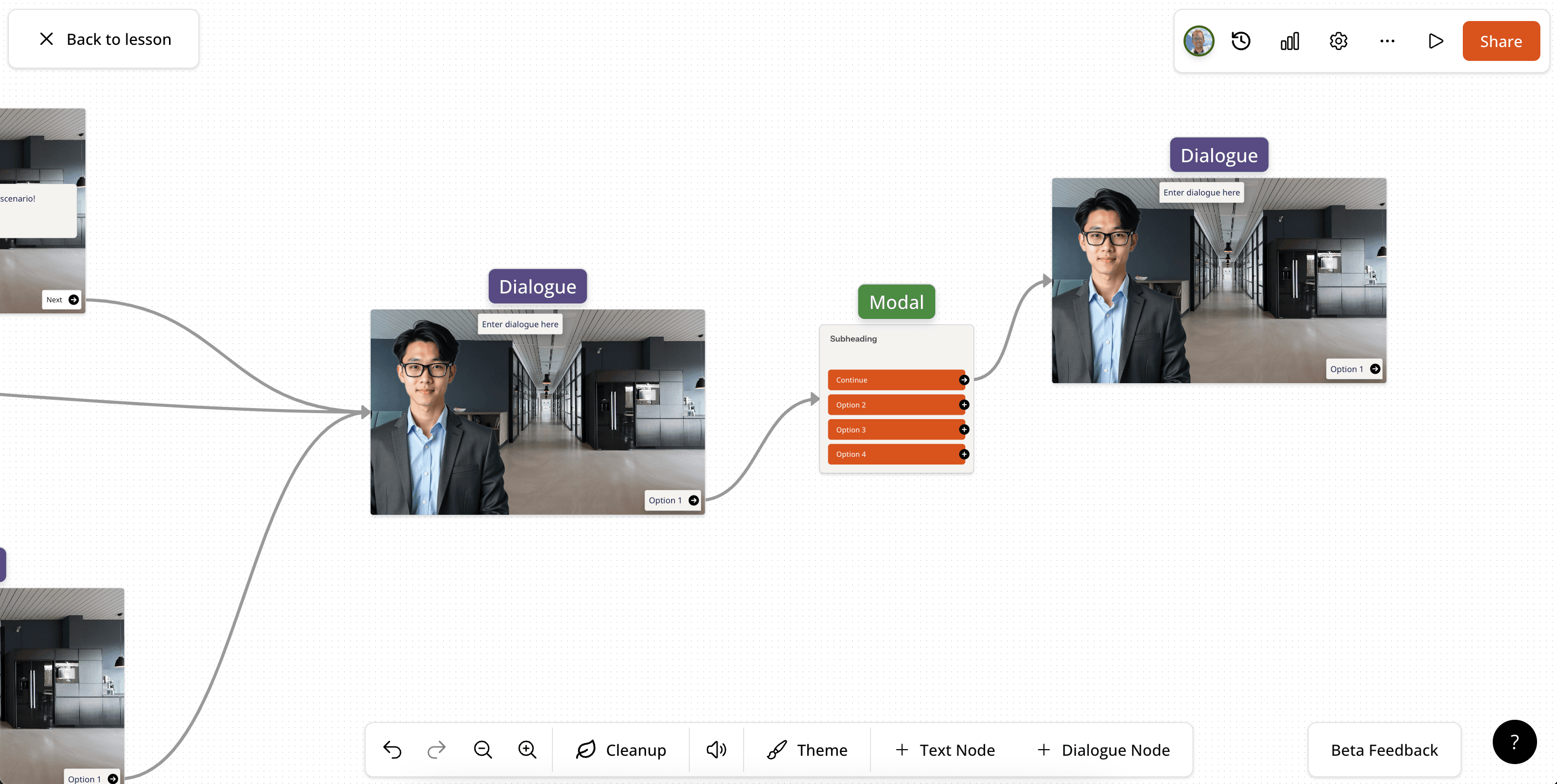Modal Node in Scenario Builder