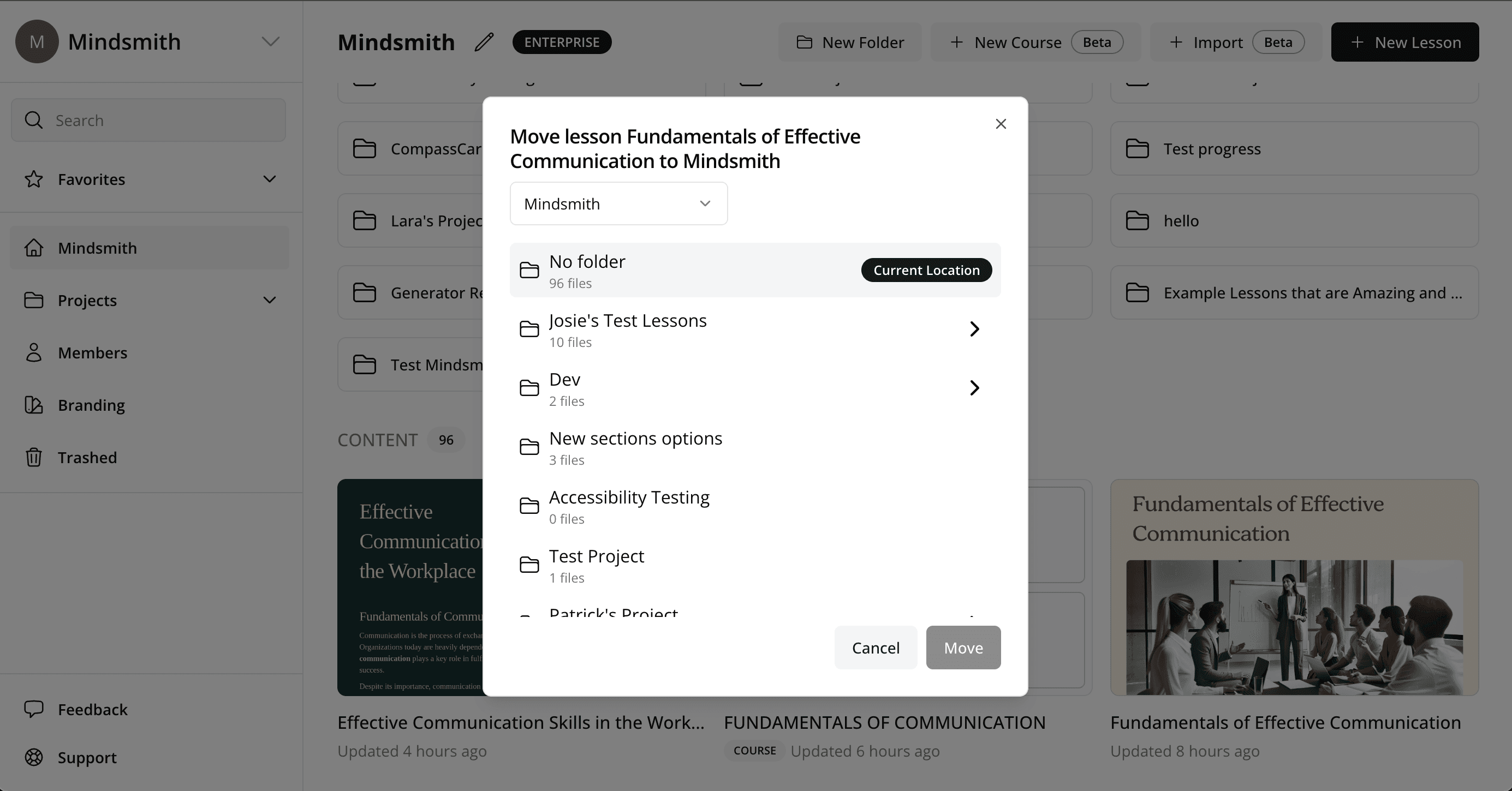 Move lessons into courses