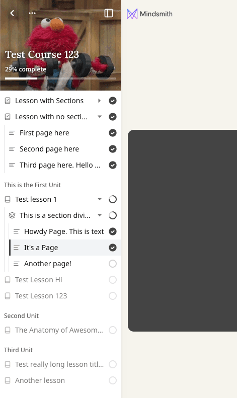 New learner sidebar navigation