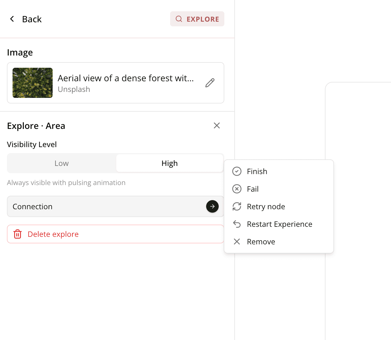 Configure scene connections from the editing panel
