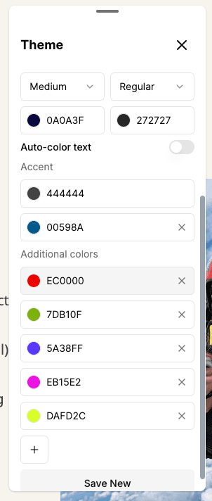 Up to 10 accent colors in the theme editor