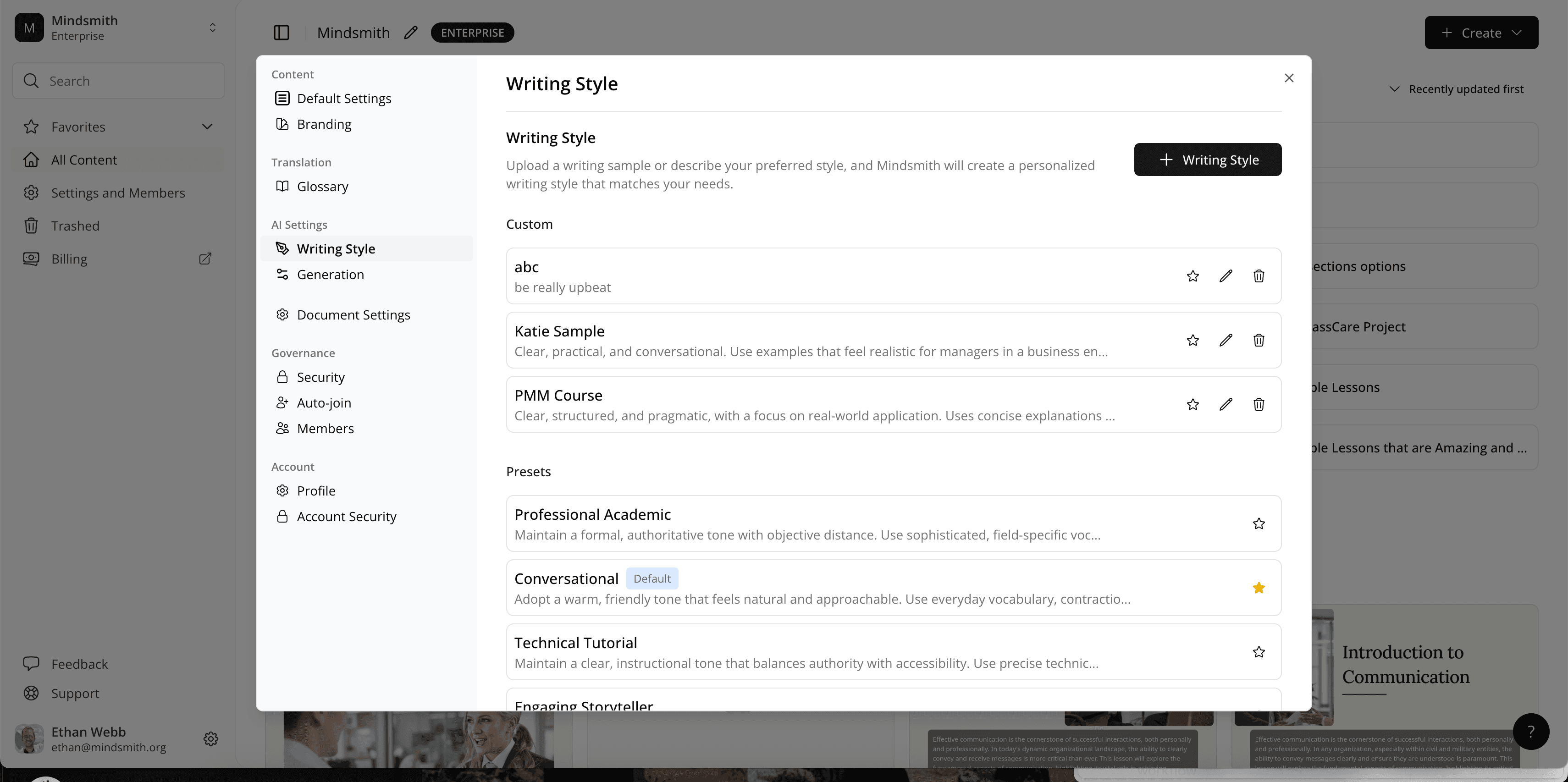 Writing styles upgraded