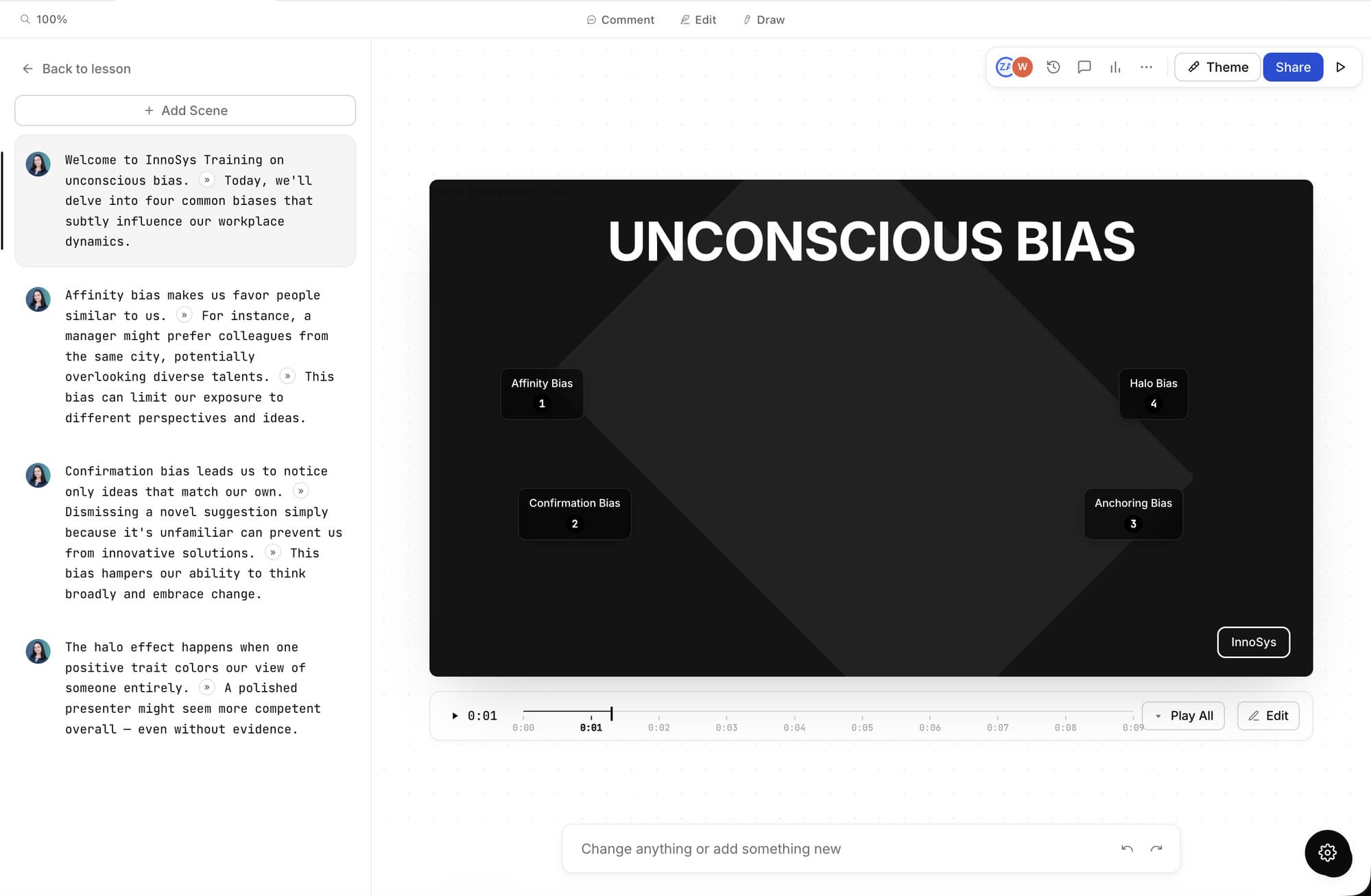 Mindsmith's animated video editor